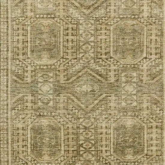 Khaki And Taupe Geometric Washable Area Rug With UV Protection Photo 3