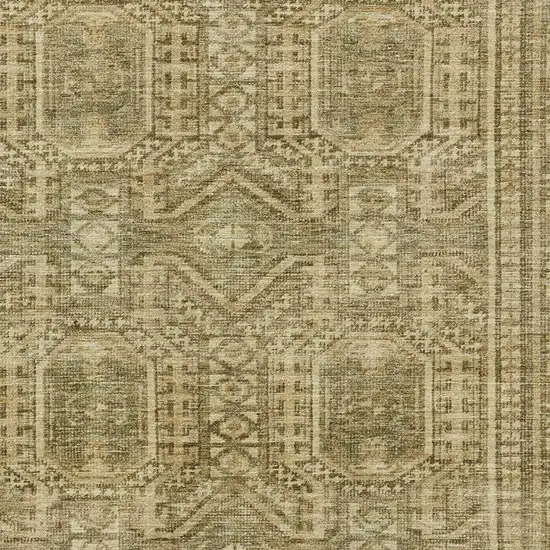 Khaki And Taupe Geometric Washable Area Rug With UV Protection Photo 3