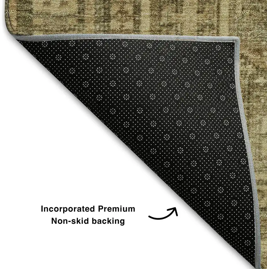 Khaki And Taupe Geometric Washable Area Rug With UV Protection Photo 7