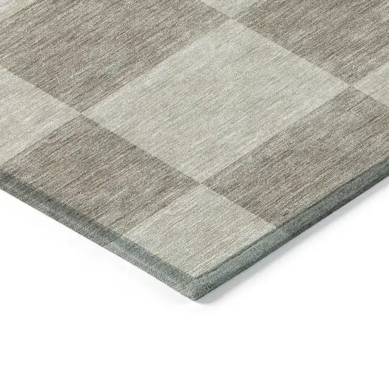 Khaki And Taupe Geometric Washable Indoor Outdoor Area Rug Photo 4