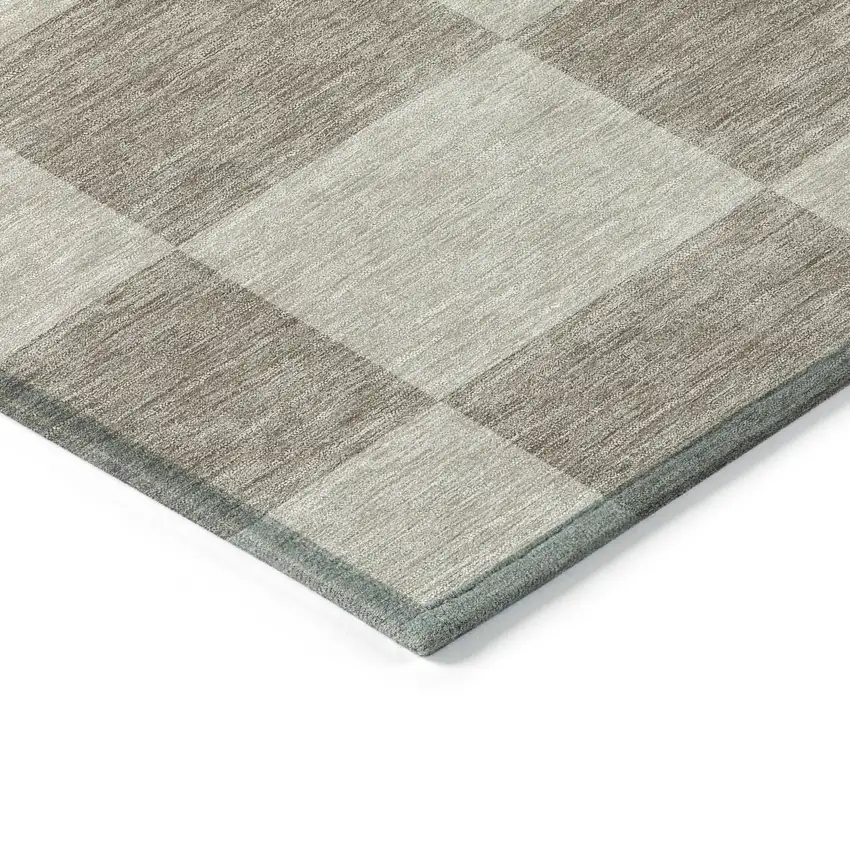 Khaki And Taupe Geometric Washable Indoor Outdoor Area Rug Photo 4