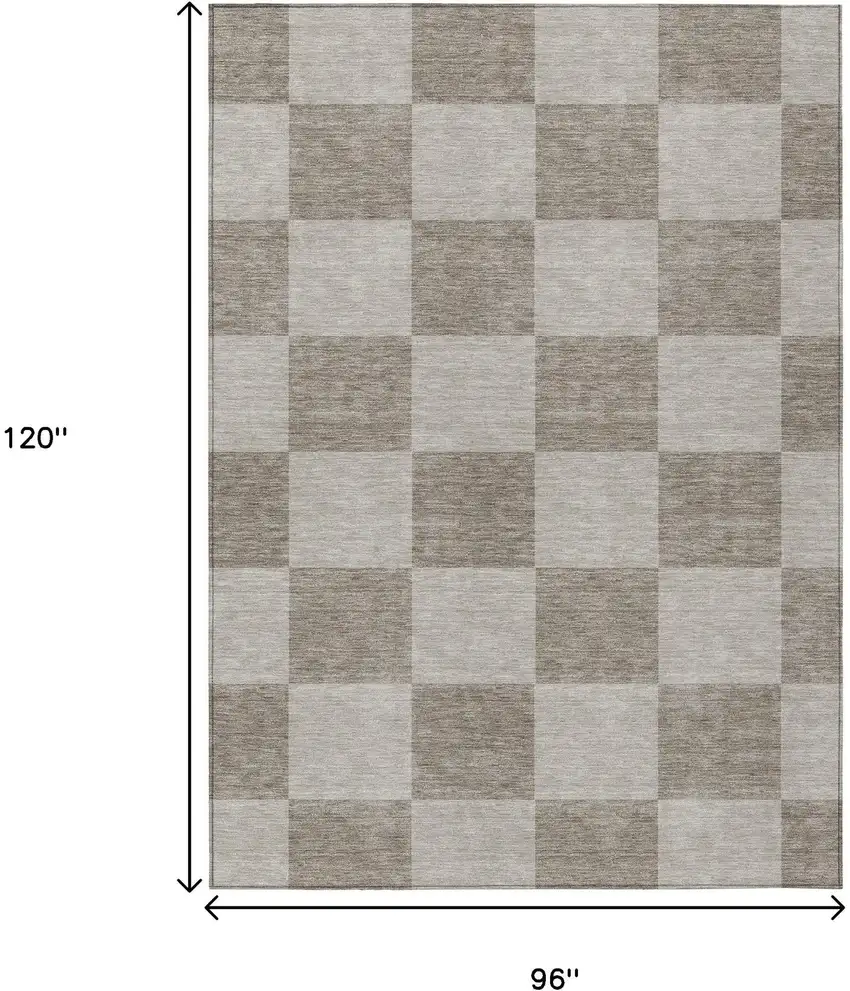 Khaki And Taupe Geometric Washable Indoor Outdoor Area Rug Photo 3