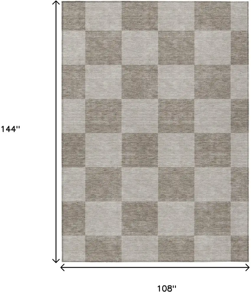 Khaki And Taupe Geometric Washable Indoor Outdoor Area Rug Photo 3