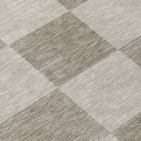 Khaki And Taupe Geometric Washable Indoor Outdoor Area Rug Photo 7