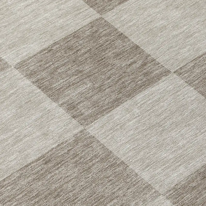 Khaki And Taupe Geometric Washable Indoor Outdoor Area Rug Photo 7