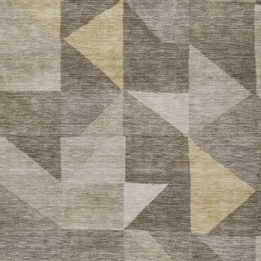 Khaki And Taupe Geometric Washable Indoor Outdoor Area Rug Photo 2