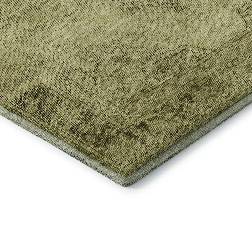 Khaki And Taupe Oriental Washable Area Rug With UV Protection Photo 7