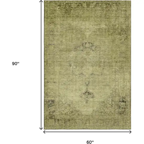 Khaki And Taupe Oriental Washable Area Rug With UV Protection Photo 3