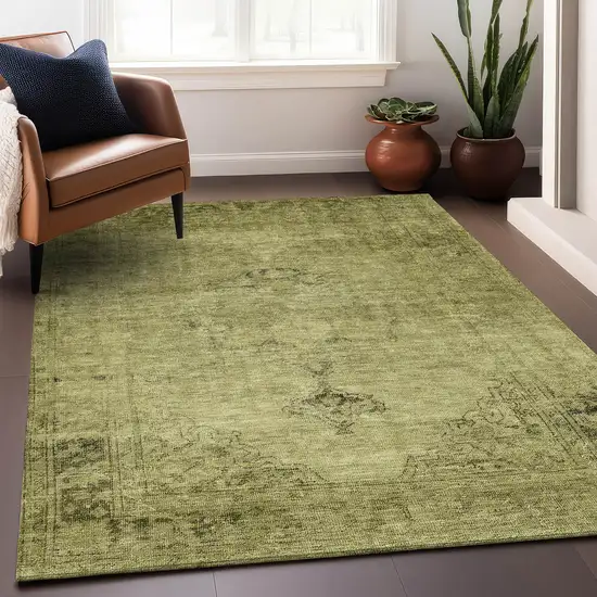 Khaki And Taupe Oriental Washable Area Rug With UV Protection Photo 5