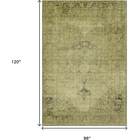 Khaki And Taupe Oriental Washable Area Rug With UV Protection Photo 3
