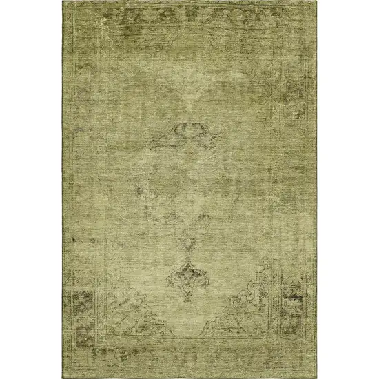 Khaki And Taupe Oriental Washable Area Rug With UV Protection Photo 1
