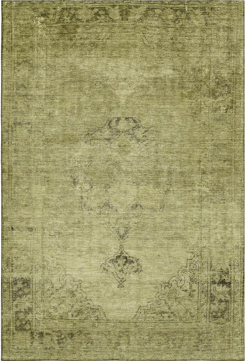 Khaki And Taupe Oriental Washable Area Rug With UV Protection Photo 1