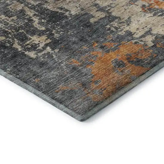 Khaki Beige And Blue Abstract Washable Area Rug With UV Protection Photo 5