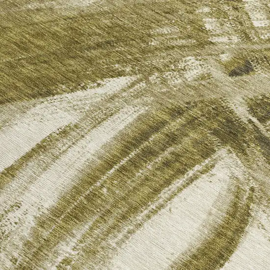 Khaki Beige And Brown Abstract Washable Indoor Outdoor Area Rug Photo 2