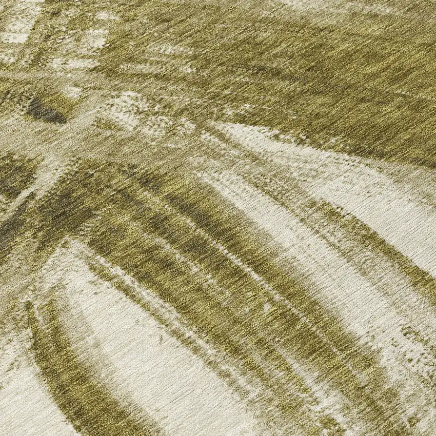 Khaki Beige And Brown Abstract Washable Indoor Outdoor Area Rug Photo 1