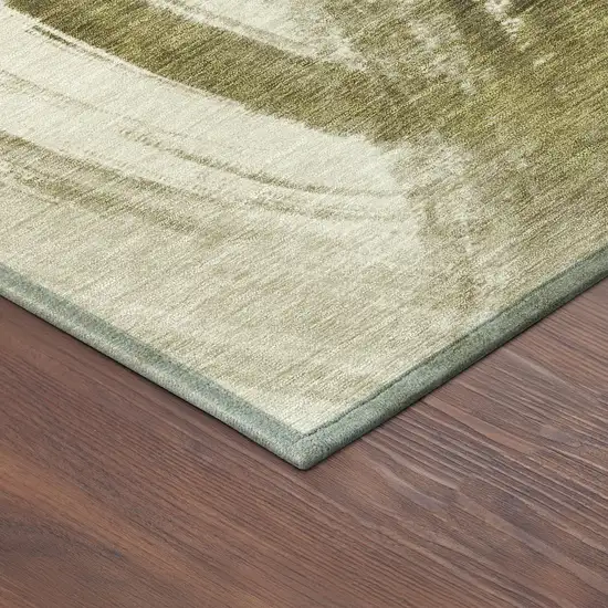 Khaki Beige And Brown Abstract Washable Indoor Outdoor Area Rug Photo 9
