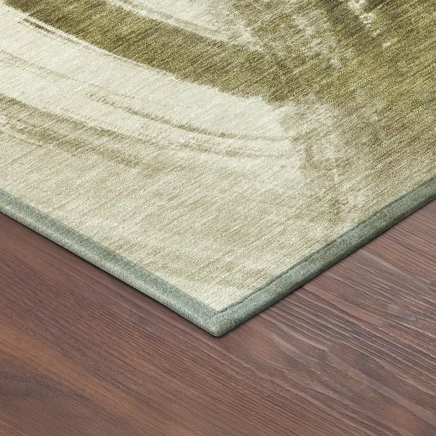 Khaki Beige And Brown Abstract Washable Indoor Outdoor Area Rug Photo 9