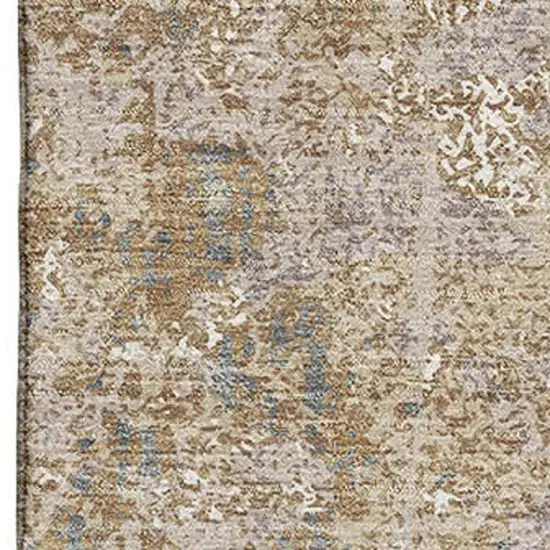 Khaki Beige And Charcoal Abstract Washable Area Rug With UV Protection Photo 2