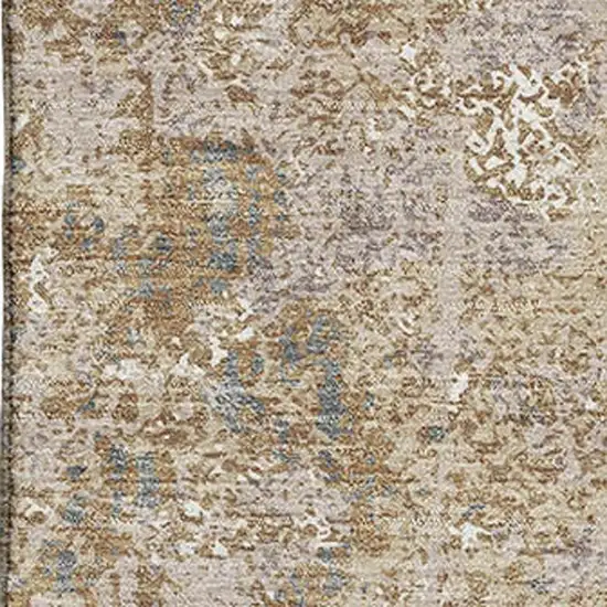 Khaki Beige And Charcoal Abstract Washable Area Rug With UV Protection Photo 2