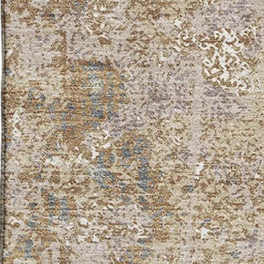 Khaki Beige And Charcoal Abstract Washable Area Rug With UV Protection Photo 2