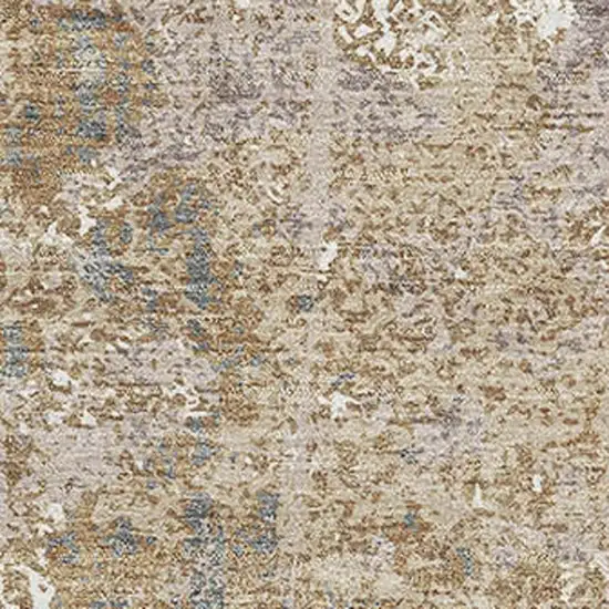 Khaki Beige And Charcoal Abstract Washable Area Rug With UV Protection Photo 2