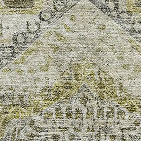 Khaki Beige And Gray Abstract Geometric Washable Area Rug With UV Protection Photo 3