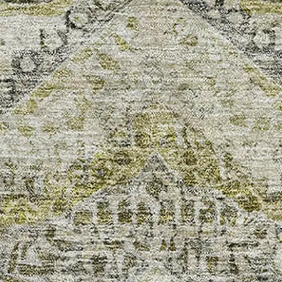 Khaki Beige And Gray Abstract Geometric Washable Area Rug With UV Protection Photo 3