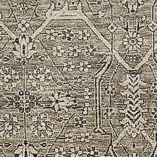 Khaki Beige And Gray Floral Washable Area Rug With UV Protection Photo 2