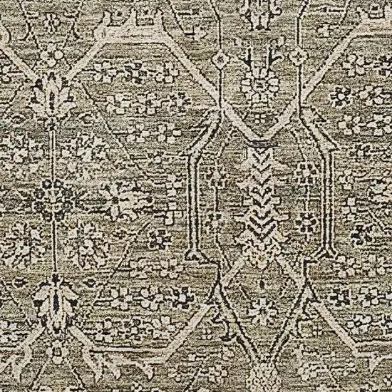 Khaki Beige And Gray Floral Washable Area Rug With UV Protection Photo 2