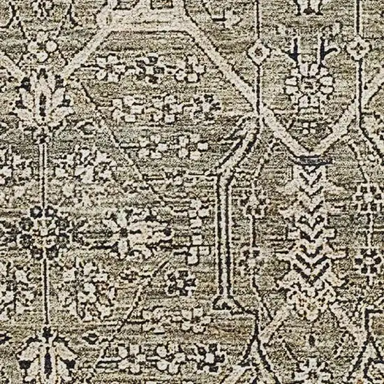 Khaki Beige And Gray Floral Washable Area Rug With UV Protection Photo 2