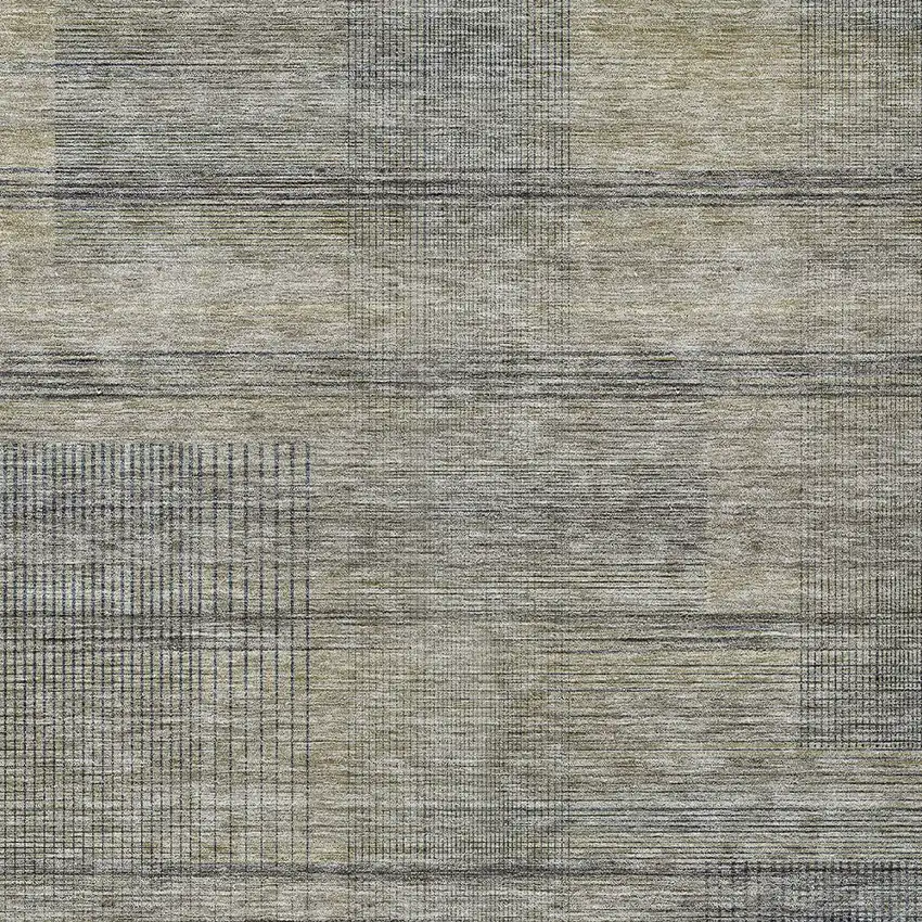 Khaki Beige And Gray Striped Washable Indoor Outdoor Area Rug Photo 6