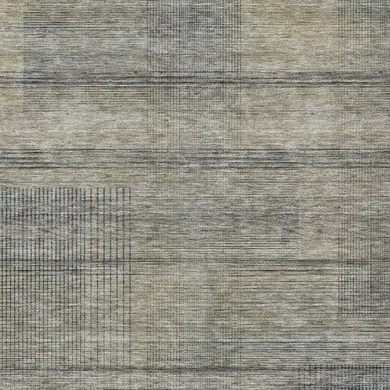 Khaki Beige And Gray Striped Washable Indoor Outdoor Area Rug Photo 6