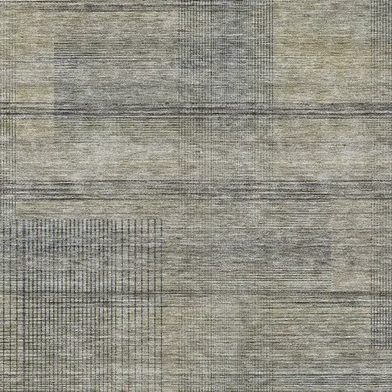 Khaki Beige And Gray Striped Washable Indoor Outdoor Area Rug Photo 6