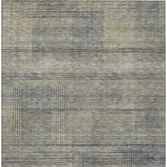 Khaki Beige And Gray Striped Washable Indoor Outdoor Area Rug Photo 7