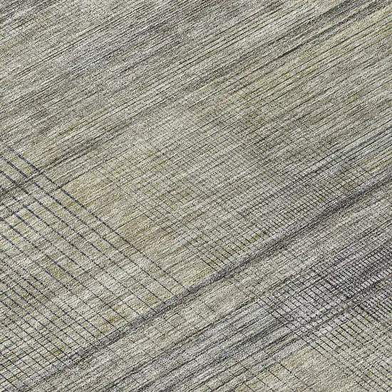 Khaki Beige And Gray Striped Washable Indoor Outdoor Area Rug Photo 8