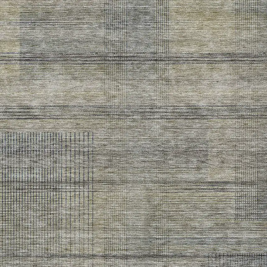 Khaki Beige And Gray Striped Washable Indoor Outdoor Area Rug Photo 6