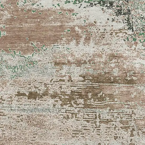 Khaki Beige And Ivory Abstract Washable Area Rug With UV Protection Photo 2