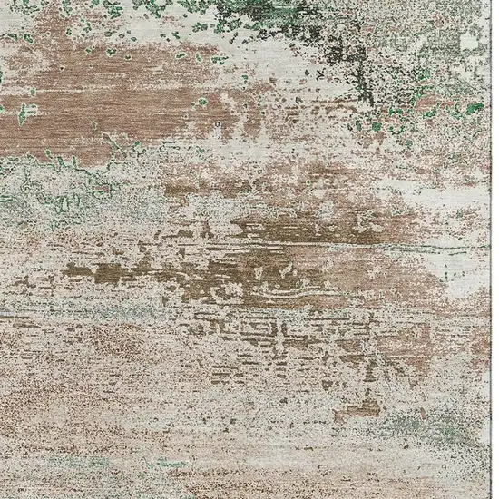 Khaki Beige And Ivory Abstract Washable Area Rug With UV Protection Photo 3