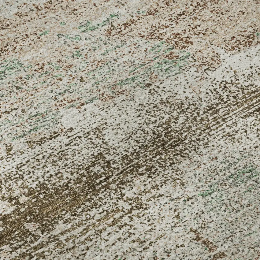 Khaki Beige And Ivory Abstract Washable Area Rug With UV Protection Photo 9