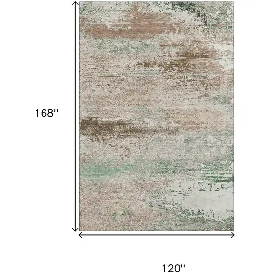 Khaki Beige And Ivory Abstract Washable Area Rug With UV Protection Photo 9