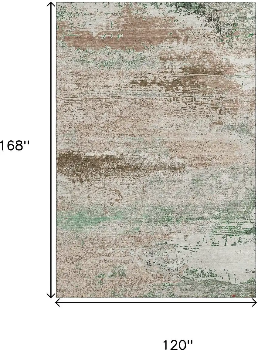 Khaki Beige And Ivory Abstract Washable Area Rug With UV Protection Photo 9