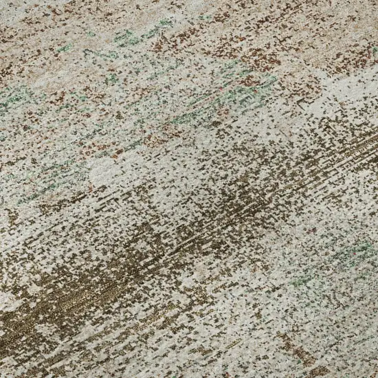 Khaki Beige And Ivory Abstract Washable Area Rug With UV Protection Photo 8