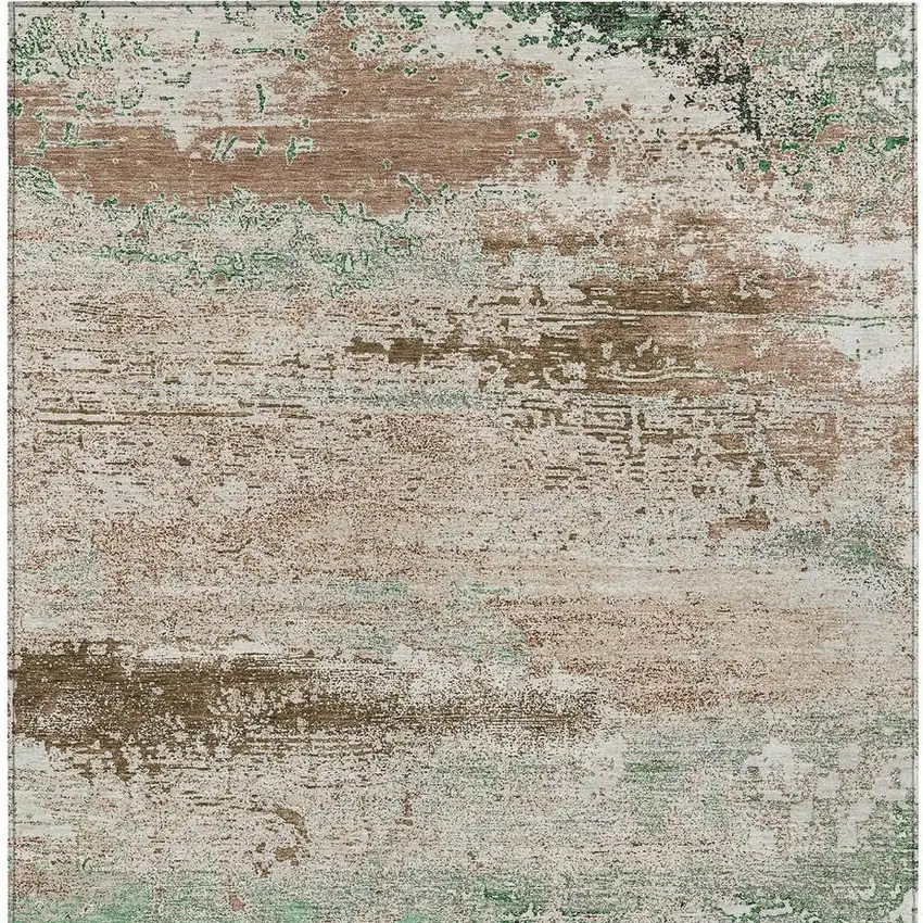 Khaki Beige And Ivory Abstract Washable Indoor Outdoor Area Rug Photo 4