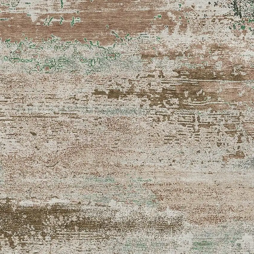 Khaki Beige And Ivory Abstract Washable Indoor Outdoor Area Rug Photo 3