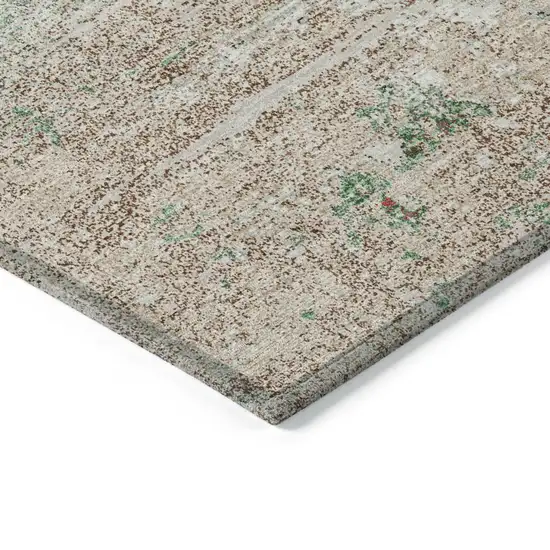 Khaki Beige And Ivory Abstract Washable Indoor Outdoor Area Rug Photo 6