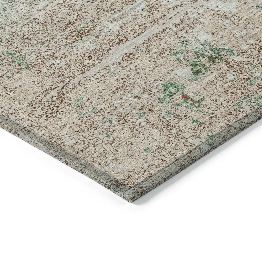 Khaki Beige And Ivory Abstract Washable Indoor Outdoor Area Rug Photo 6
