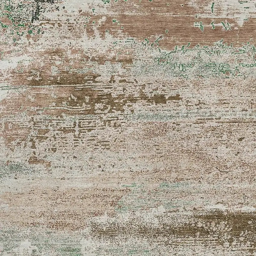 Khaki Beige And Ivory Abstract Washable Indoor Outdoor Area Rug Photo 3