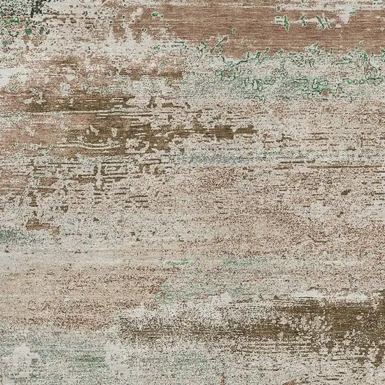 Khaki Beige And Ivory Abstract Washable Indoor Outdoor Area Rug Photo 3