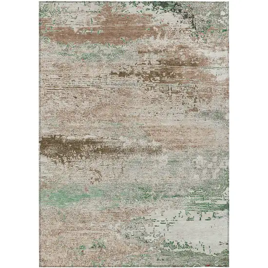 Khaki Beige And Ivory Abstract Washable Indoor Outdoor Area Rug Photo 8