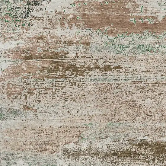 Khaki Beige And Ivory Abstract Washable Indoor Outdoor Area Rug Photo 3